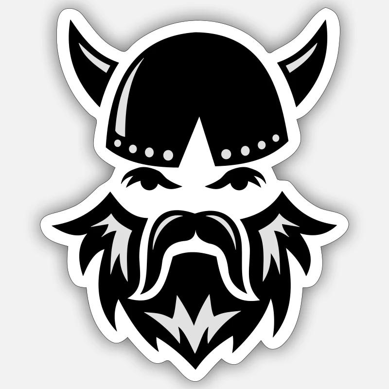 Viking Face 2c - Sticker size S (10 x 10 cm) - white matte