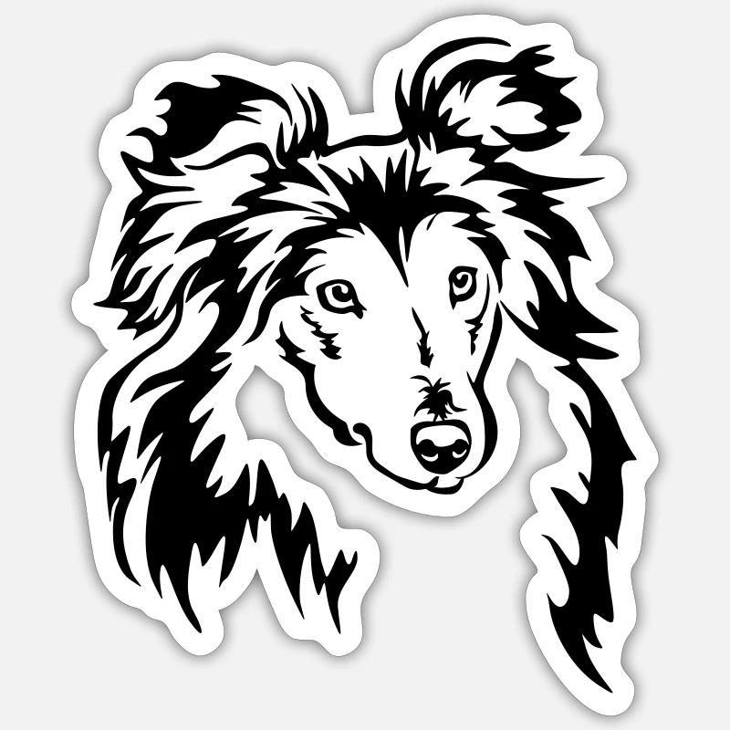 Tête de Sheltie - Sticker taille S (10 x 10 cm) - blanc mat