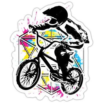 Bmx Racing Retro Bunt - Bmx Fahrrad - Bmx Bike - Sticker Größe S (10 x 10 cm) - Mattweiß - Vorne