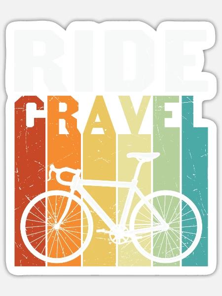 Ride Cravel Retro Sunset Riding Bicycle - Sticker Größe S (10 x 10 cm) - Mattweiß