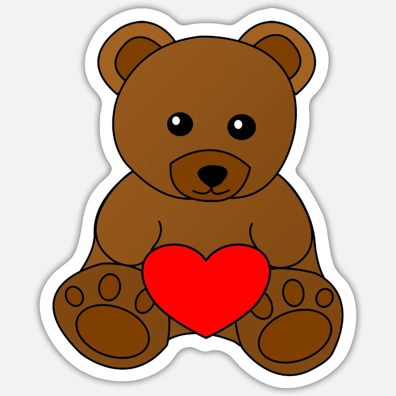 Teddy Saint-Valentin - Sticker taille S (10 x 10 cm) - blanc mat