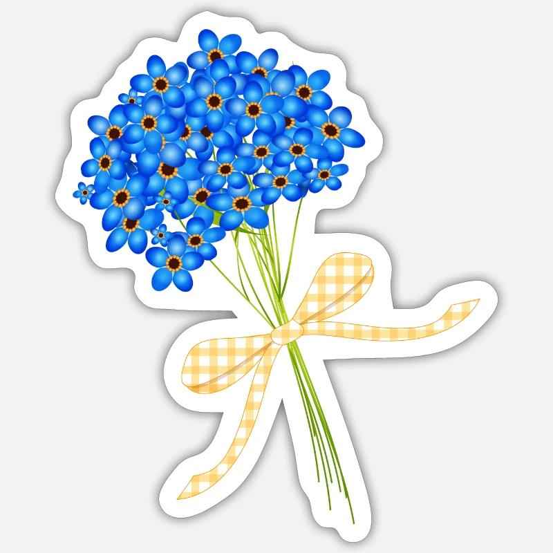 delicate forget-me-not bouquets - Sticker size S (10 x 10 cm) - white matte