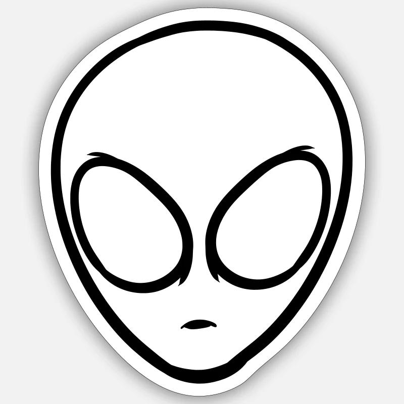 Alien / Alienkopf - Sticker Größe S (10 x 10 cm) - Mattweiß