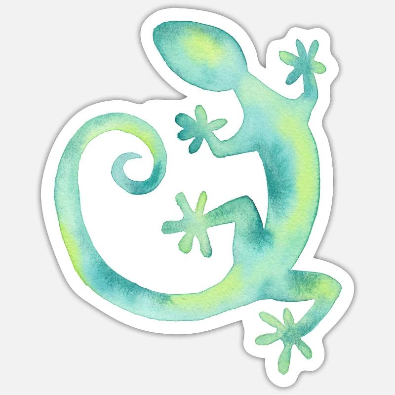 Aquarell Eidechse - Sticker Größe S (10 x 10 cm) - Mattweiß