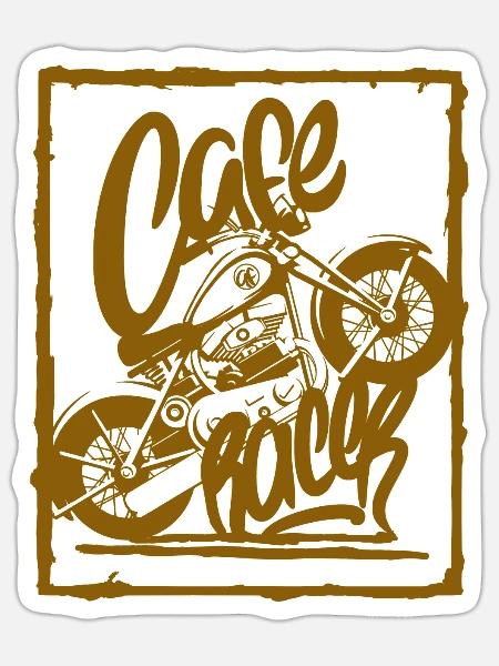 Vintage-Motorrad-Skizze - Sticker Größe S (10 x 10 cm) - Mattweiß