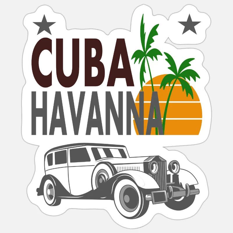 Cuba La Havane Cuba Caraïbes Oldtimer Idée cadeau - Sticker taille S (10 x 10 cm) - blanc mat