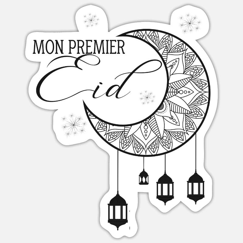 mon premier Eid - Sticker taille S (10 x 10 cm) - blanc mat