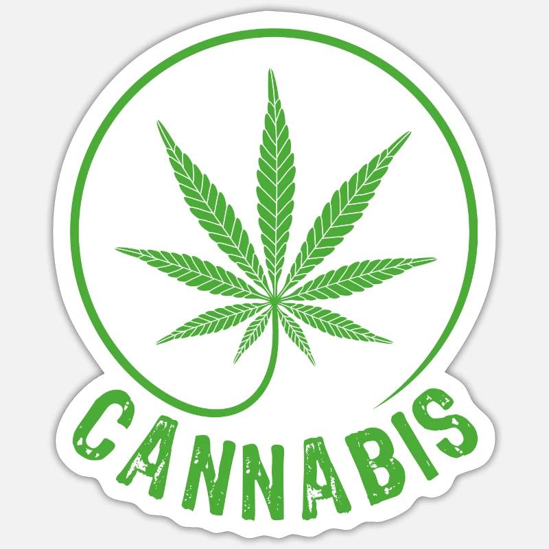 Cannabis - Sticker taille S (10 x 10 cm) - blanc mat