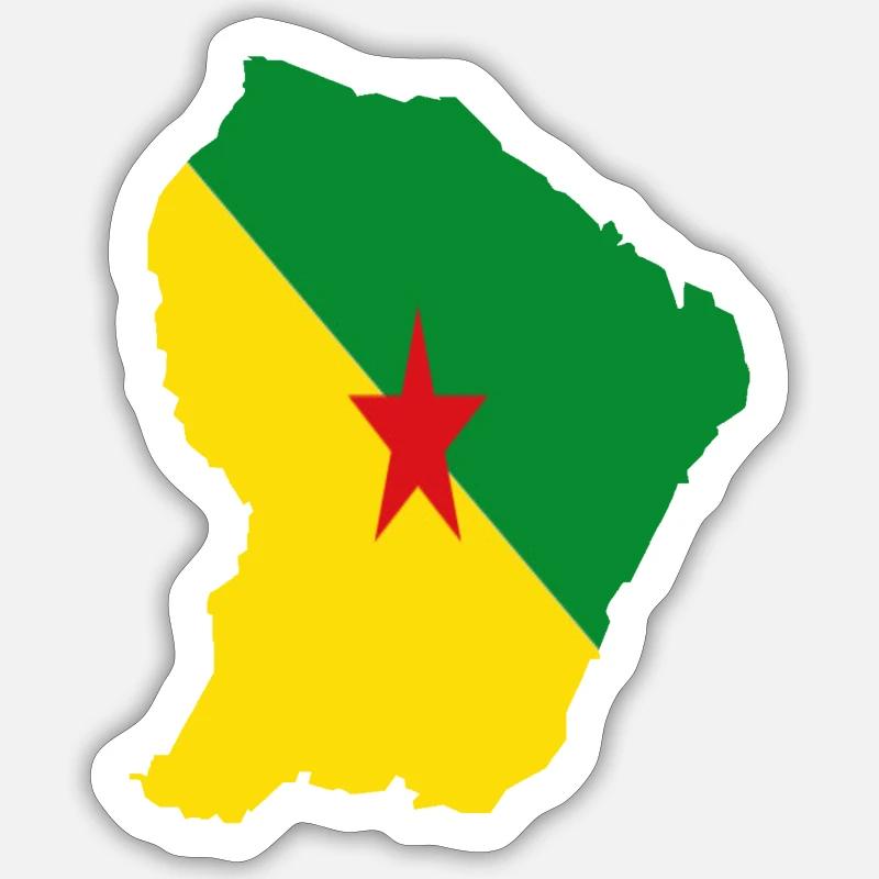 Carte drapeau Guyane 973 Sticker taille S (10 x 10 cm)