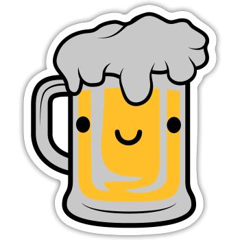 Visage de bière sucrée - Sticker taille S (10 x 10 cm) - blanc mat - Devant