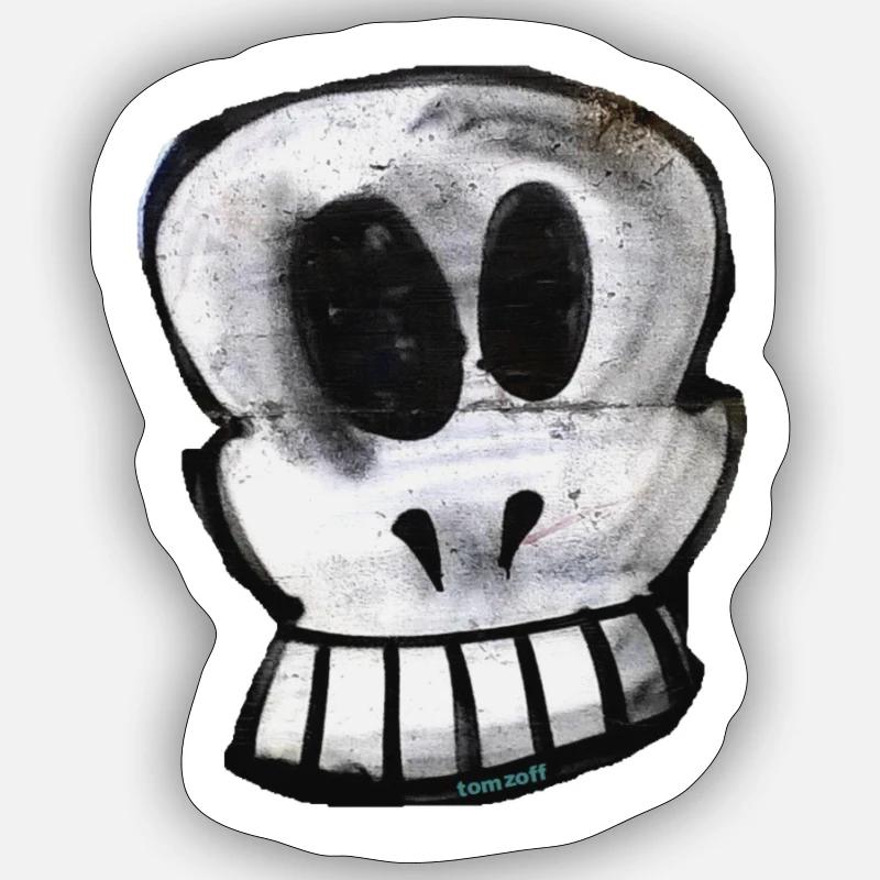 TOMZOFF Schädel Skull - Sticker Größe S (10 x 10 cm) - Mattweiß