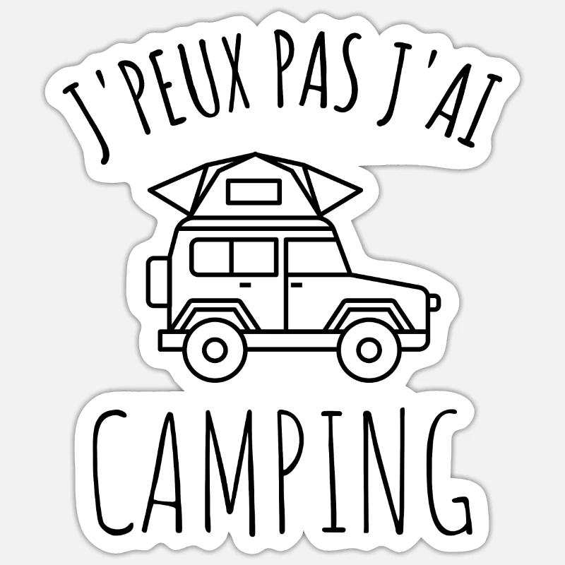 Camping - Sticker taille S (10 x 10 cm) - blanc mat