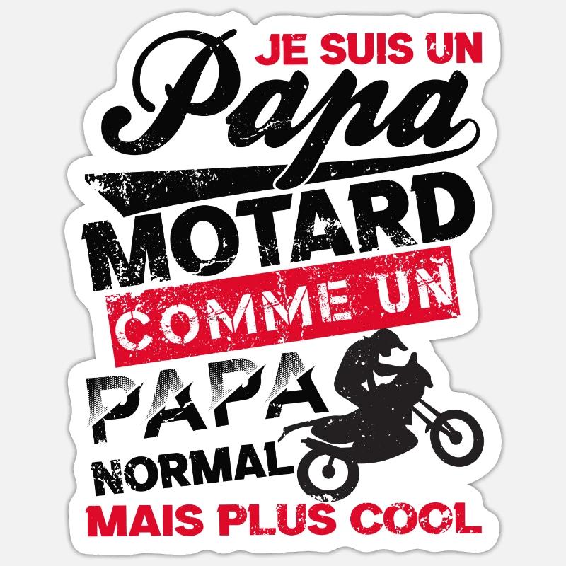 papa motard 2 - Sticker taille S (10 x 10 cm) - blanc mat