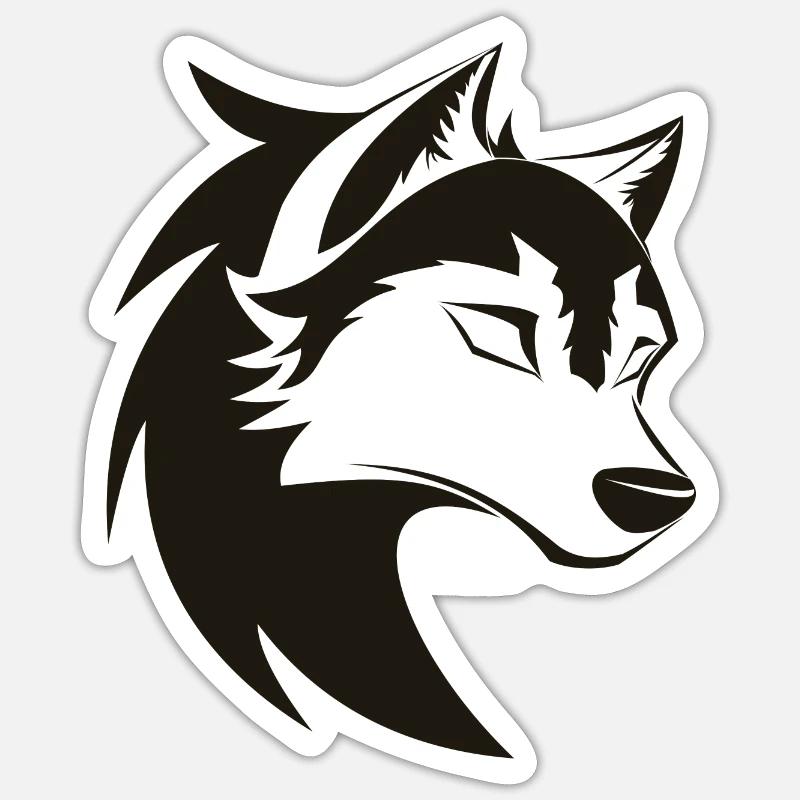 Stylized Cool Wolf Head Icon Sticker size S (10 x 10 cm)