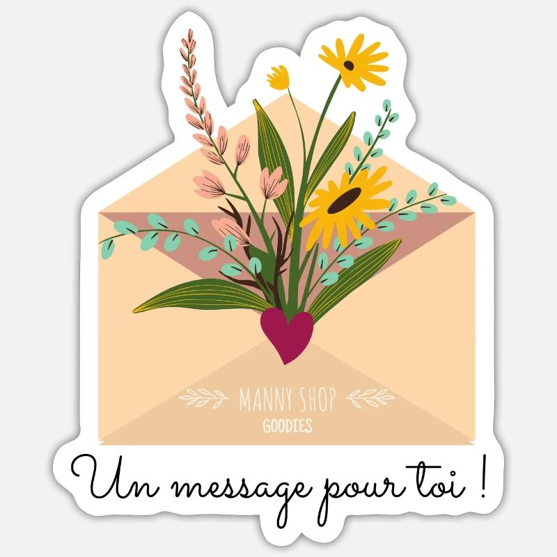 Un message pour toi - Sticker taille S (10 x 10 cm) - blanc mat