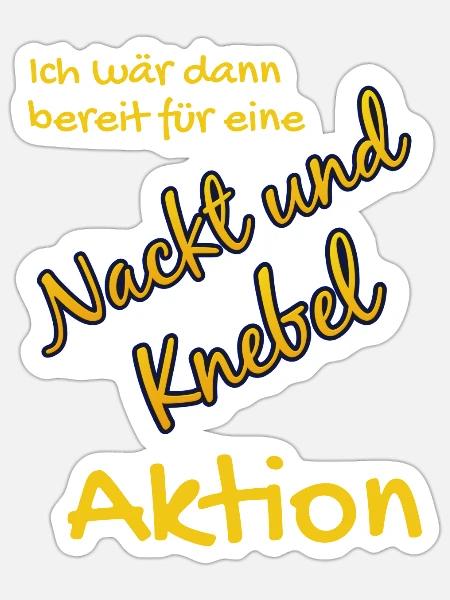 Nackt und Knebel Aktion - Sticker Größe S (10 x 10 cm) - Mattweiß