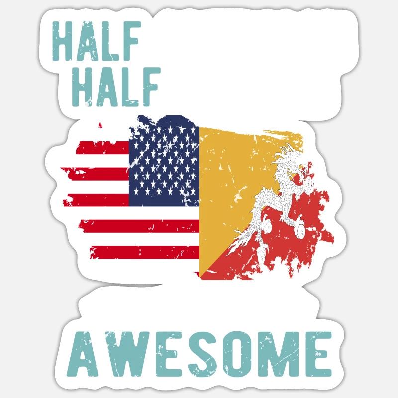 Half American Half British - Sticker size S (10 x 10 cm) - white matte