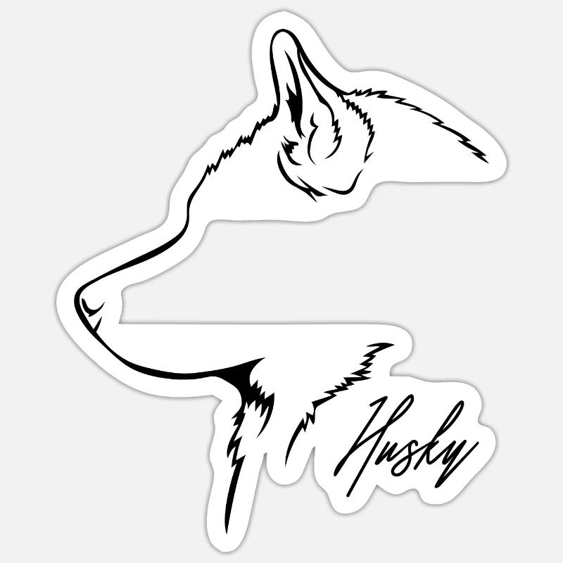 HUSKY Profil Hunde Hund Wilsigns Schlittenhunde - Sticker Größe S (10 x 10 cm) - Mattweiß
