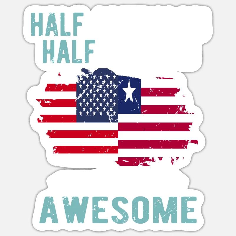 Half American Half Libyan - Sticker size S (10 x 10 cm) - white matte