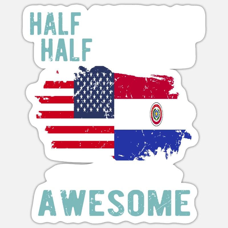 Half American Half Paraguayan - Sticker size S (10 x 10 cm) - white matte