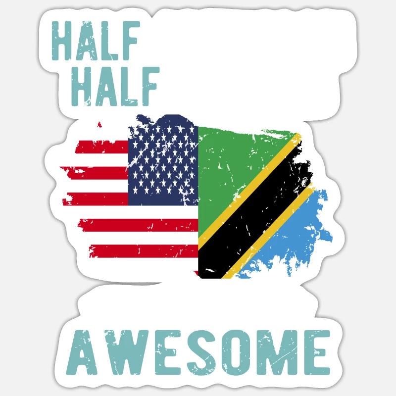 Half American Half Tanzanian - Sticker size S (10 x 10 cm) - white matte