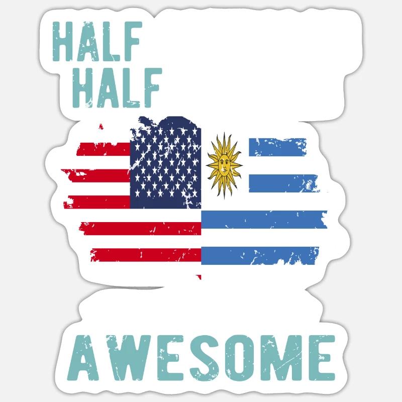 Half American Half Uruguayan - Sticker size S (10 x 10 cm) - white matte
