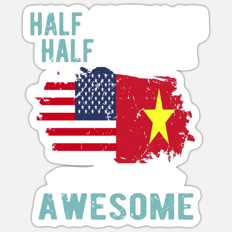 Half American Half Vietnamese - Sticker size S (10 x 10 cm) - white matte