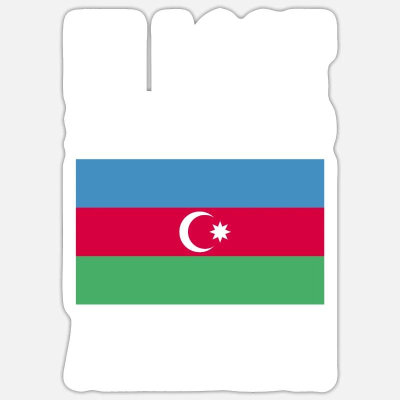 Drapeau de l’Azerbaïdjan - Sticker taille S (10 x 10 cm) - blanc mat