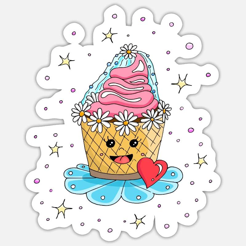 Cupcake Muffin Cake comme mariée Sticker taille S (10 x 10 cm)