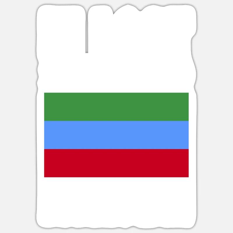 Drapeau du Daghestan - Sticker taille S (10 x 10 cm) - blanc mat