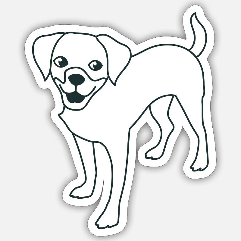 chien chiot debout Sticker taille S (10 x 10 cm)