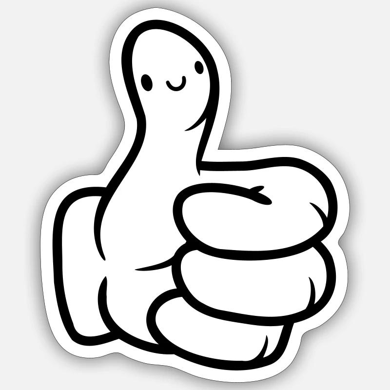 Cute Face Hand Thumb - Sticker size S (10 x 10 cm) - white matte