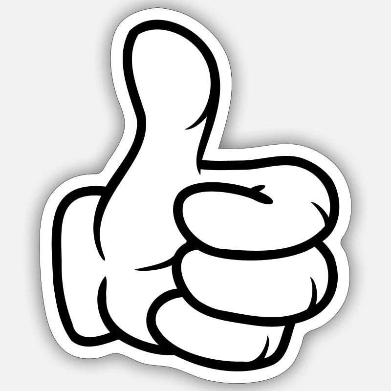 Pouce levé Main comique Sticker taille S (10 x 10 cm)