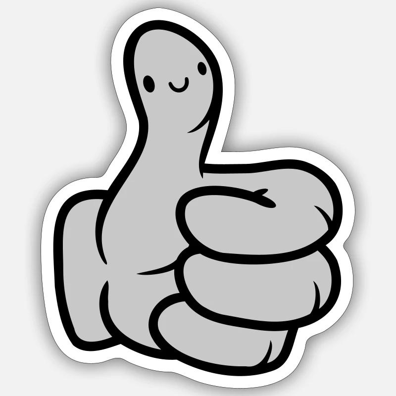 Gesicht Comic Hand Daumen Sticker Größe S (10 x 10 cm)