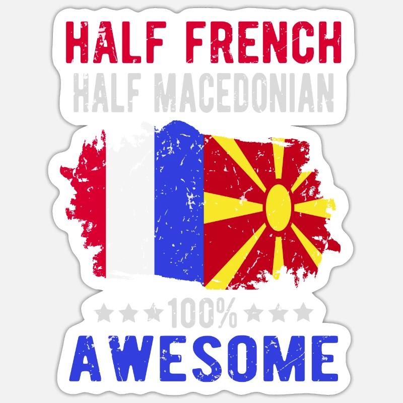 Moitié Français moitié macédonien Sticker taille S (10 x 10 cm)