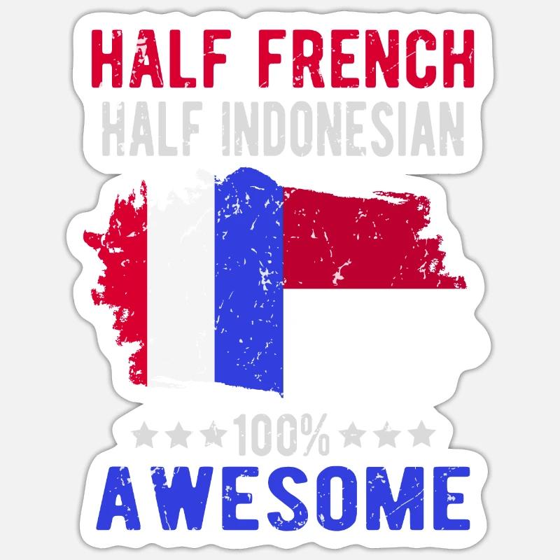 Moitié Français moitié indonésien - Sticker taille S (10 x 10 cm) - blanc mat