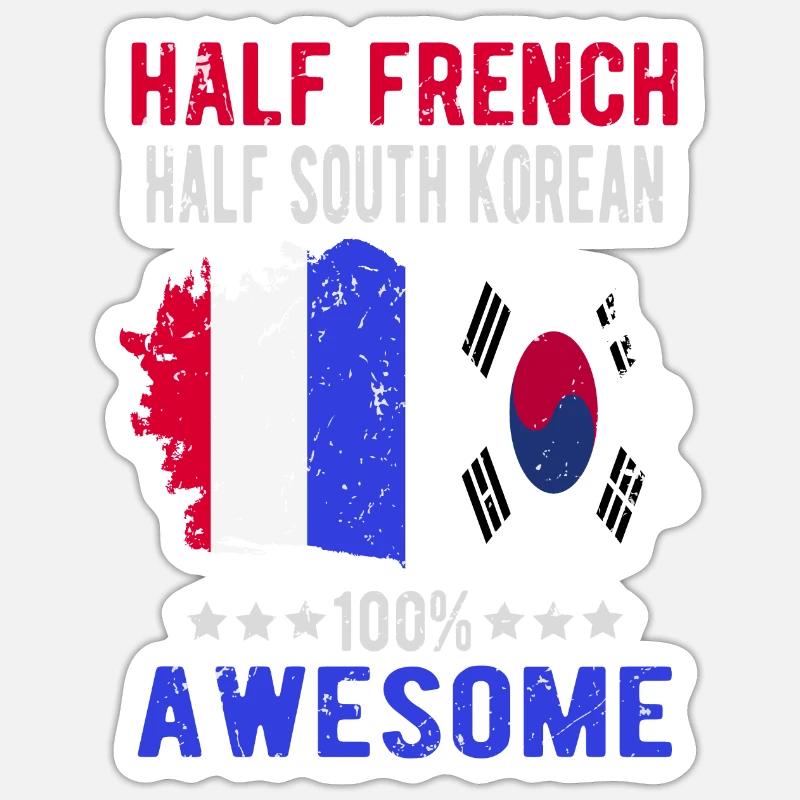 Moitié Français moitié sud-coréen - Sticker taille S (10 x 10 cm) - blanc mat