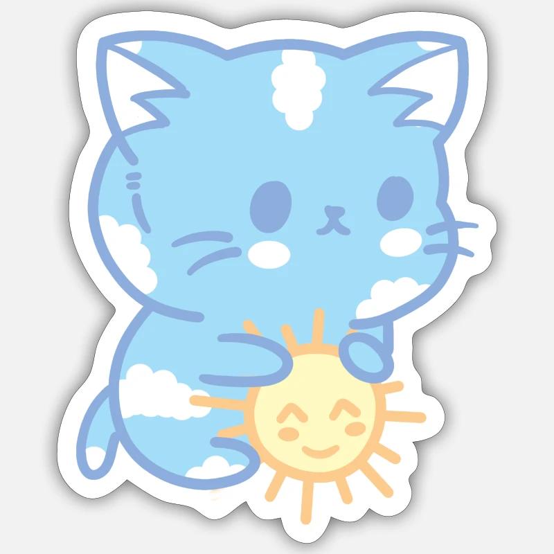 Chat du ciel - Sticker taille S (10 x 10 cm) - blanc mat