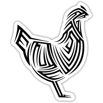 Huhn Tribal Tattoo - Sticker Größe S (10 x 10 cm) - Mattweiß - Vorne