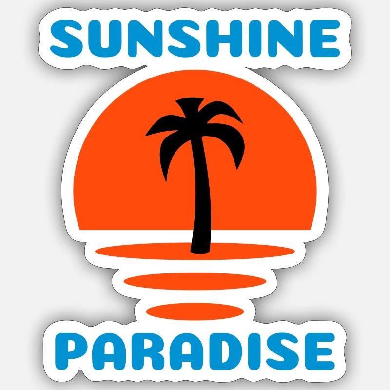 Sunshine, paradise (Half Sun, Palm Tree) Sticker size S (10 x 10 cm)