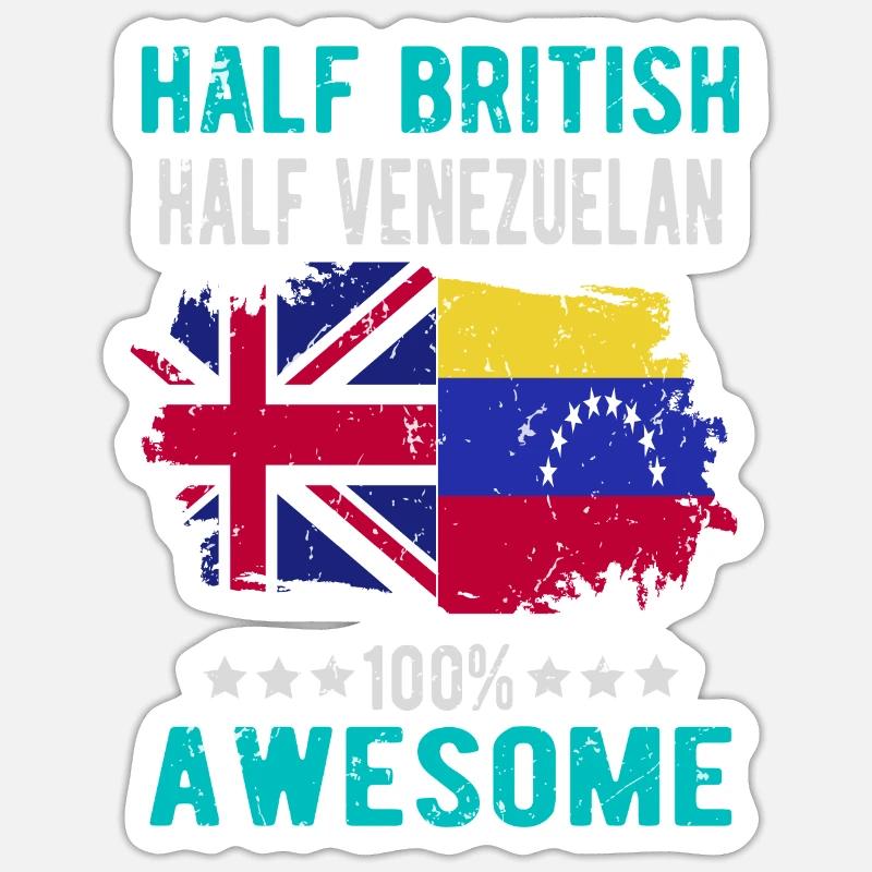Halb Brite Halb Venezolaner - Sticker Größe S (10 x 10 cm) - Mattweiß