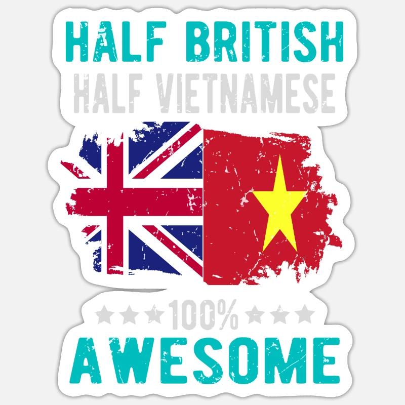 Half British Half Vietnamese - Sticker size S (10 x 10 cm) - white matte