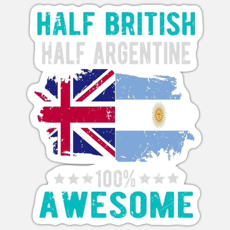 Half British Half Argentine - Sticker size S (10 x 10 cm) - white matte