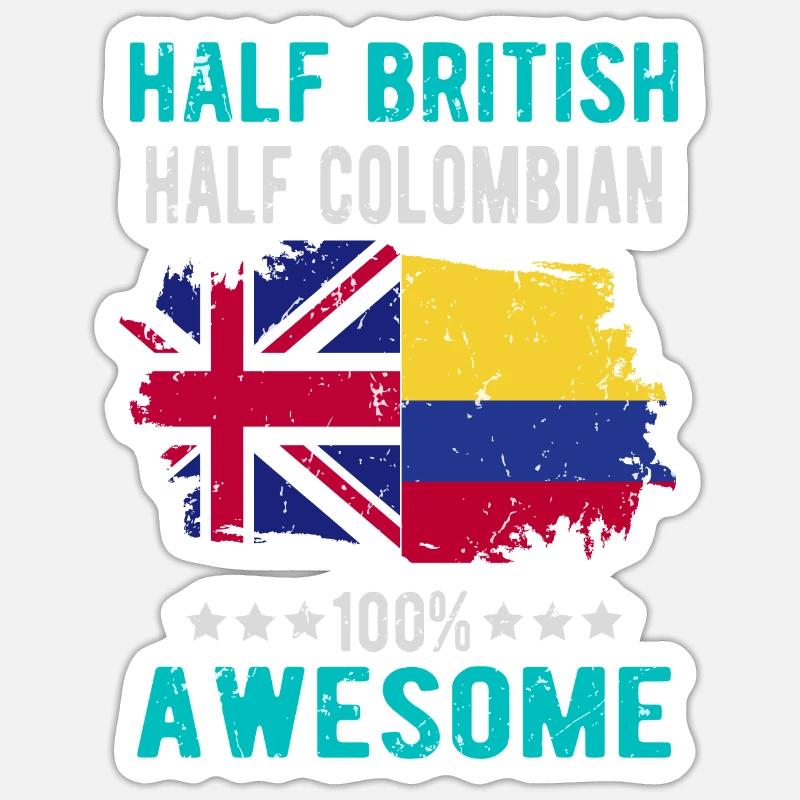 Half British Half Colombian - Sticker size S (10 x 10 cm) - white matte