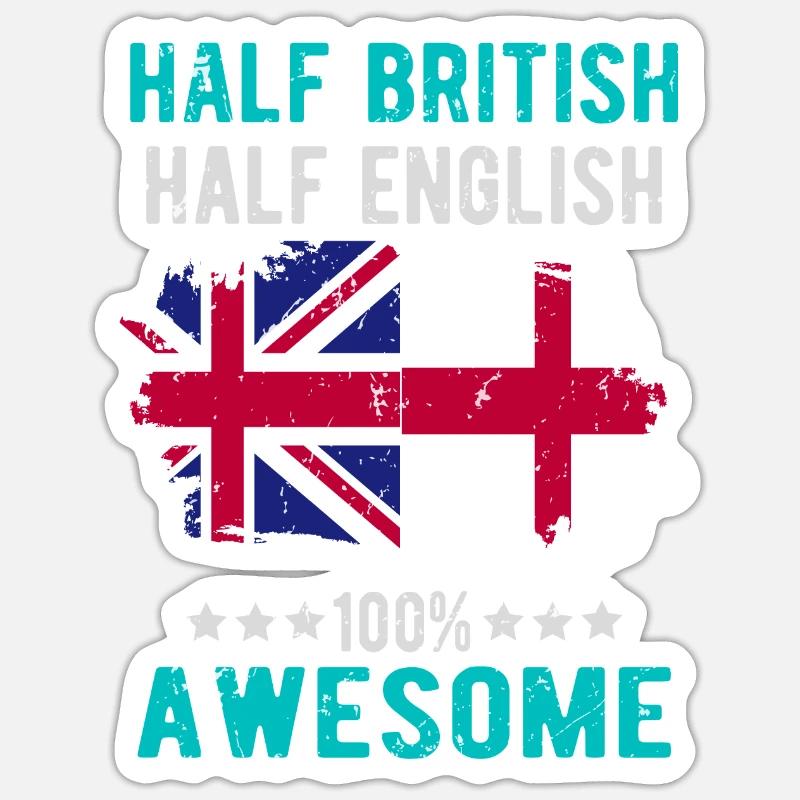 Halb Brite Halb Engländer - Sticker Größe S (10 x 10 cm) - Mattweiß