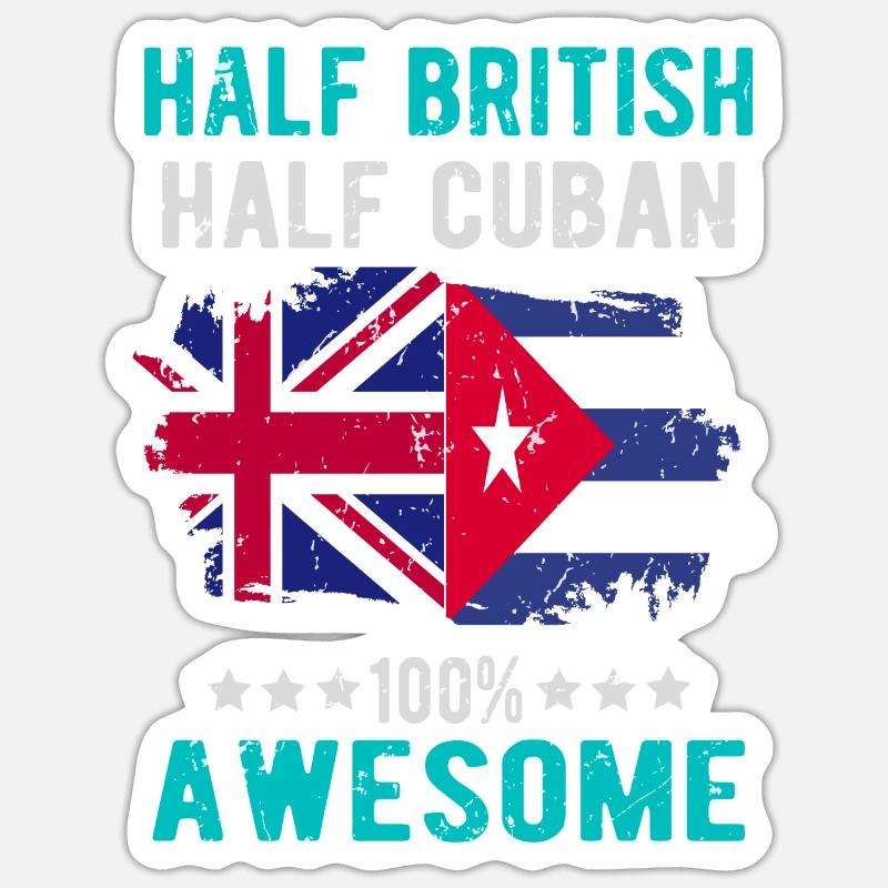 Moitié britannique moitié cubain - Sticker taille S (10 x 10 cm) - blanc mat