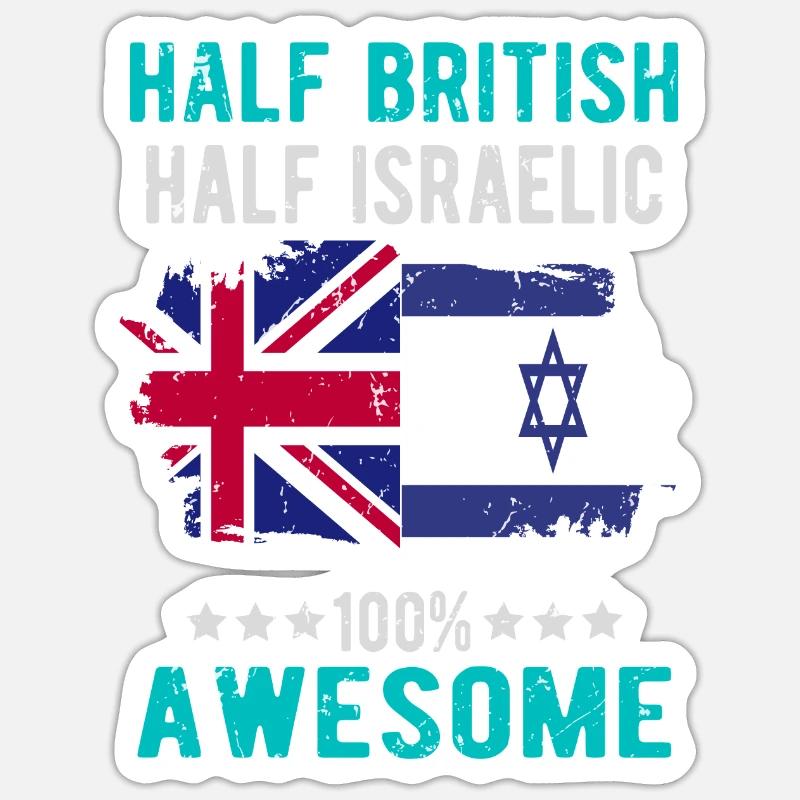 Half British Half Isreali - Sticker size S (10 x 10 cm) - white matte