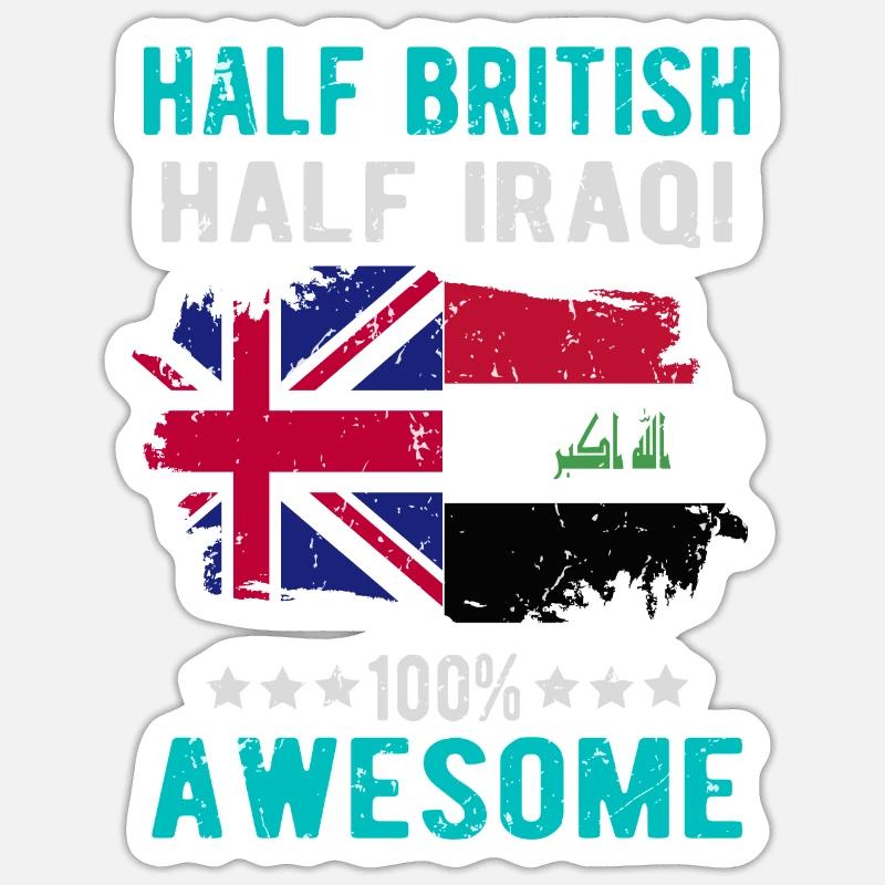 Halb Brite Halb Iraki - Sticker Größe S (10 x 10 cm) - Mattweiß