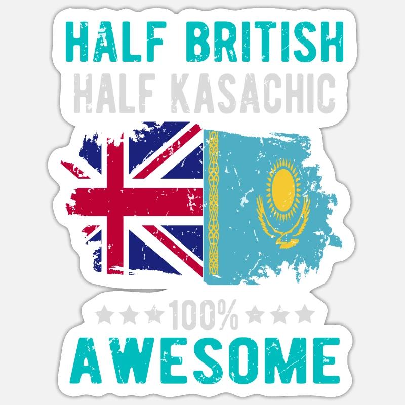 Moitié britannique moitié kazakh - Sticker taille S (10 x 10 cm) - blanc mat