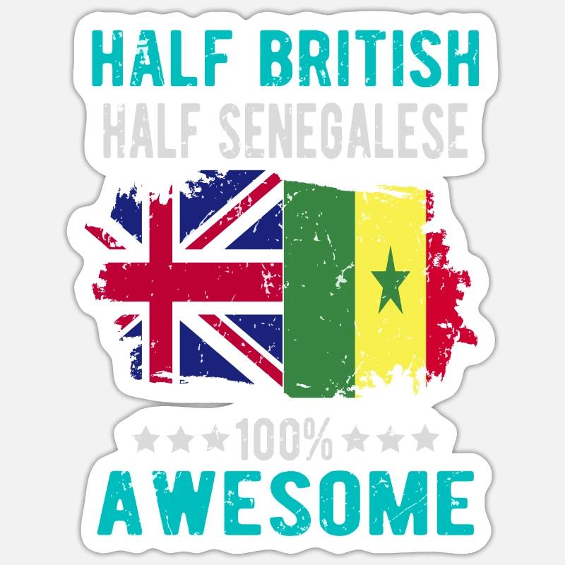 Halb Brite Halb Senegalese Sticker Größe S (10 x 10 cm)